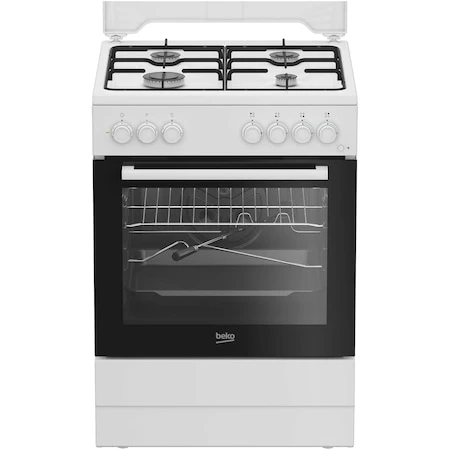 Aragaz Beko FBST62110DW, Mixt, 4 arzatoare, Aprindere electrica, Grill, Clasa A, 60 cm, Alb - eMAG.ro