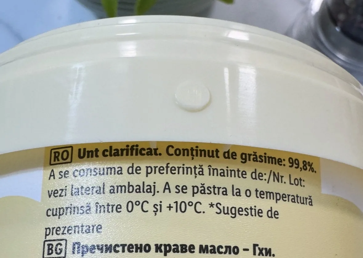Etichetă unt clarificat 