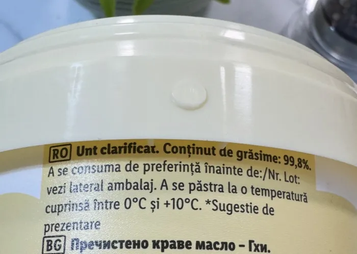 Etichetă unt clarificat 