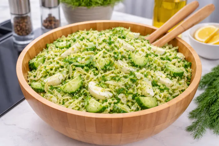 🥗 Salată de varză tânără cu dressing de ou (alternativă la maioneză)