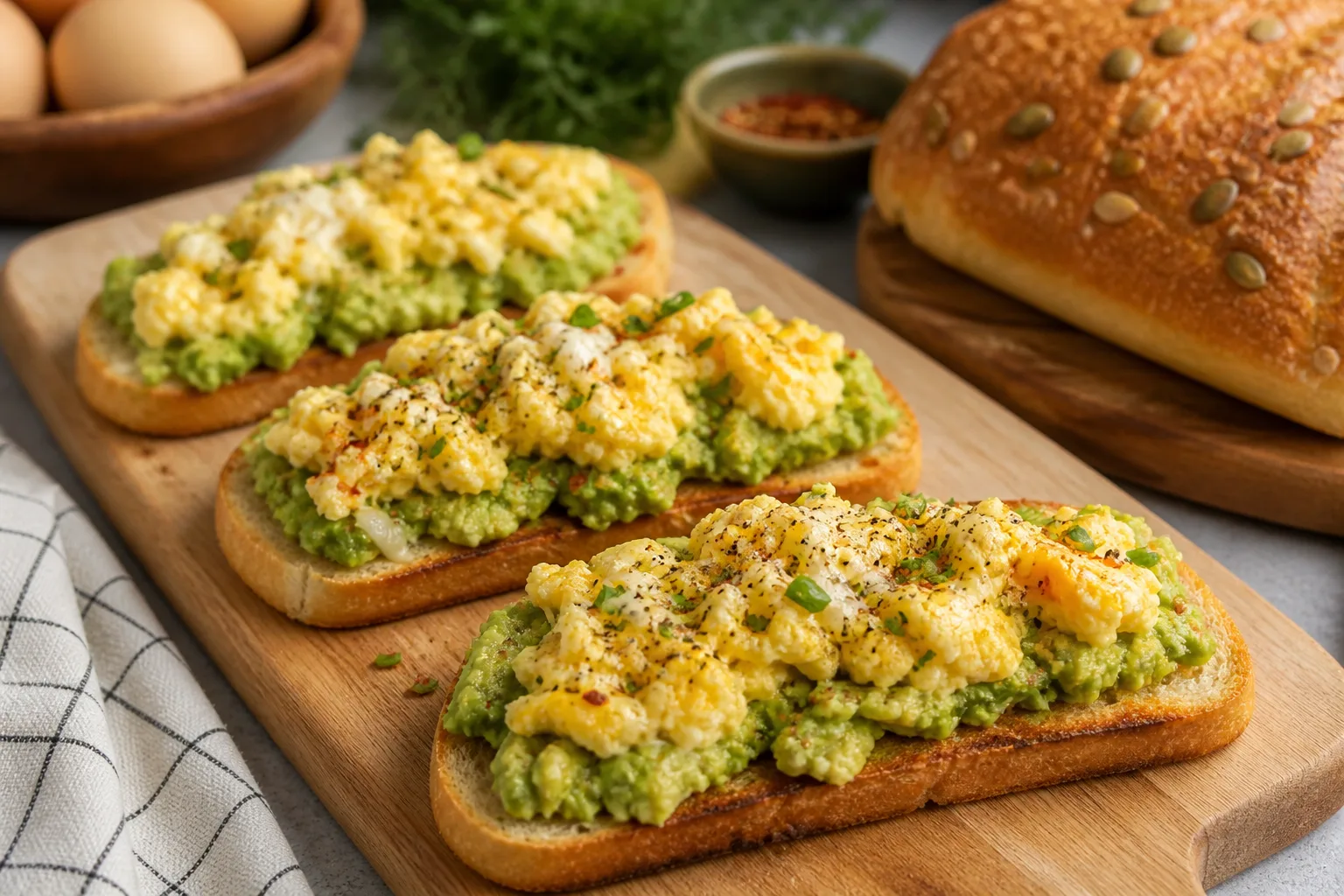 Mic dejun cu avocado și ouă scrambled