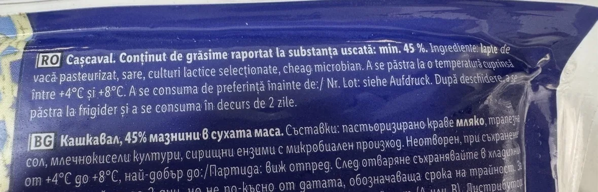 Eticheta cașcaval Milbona