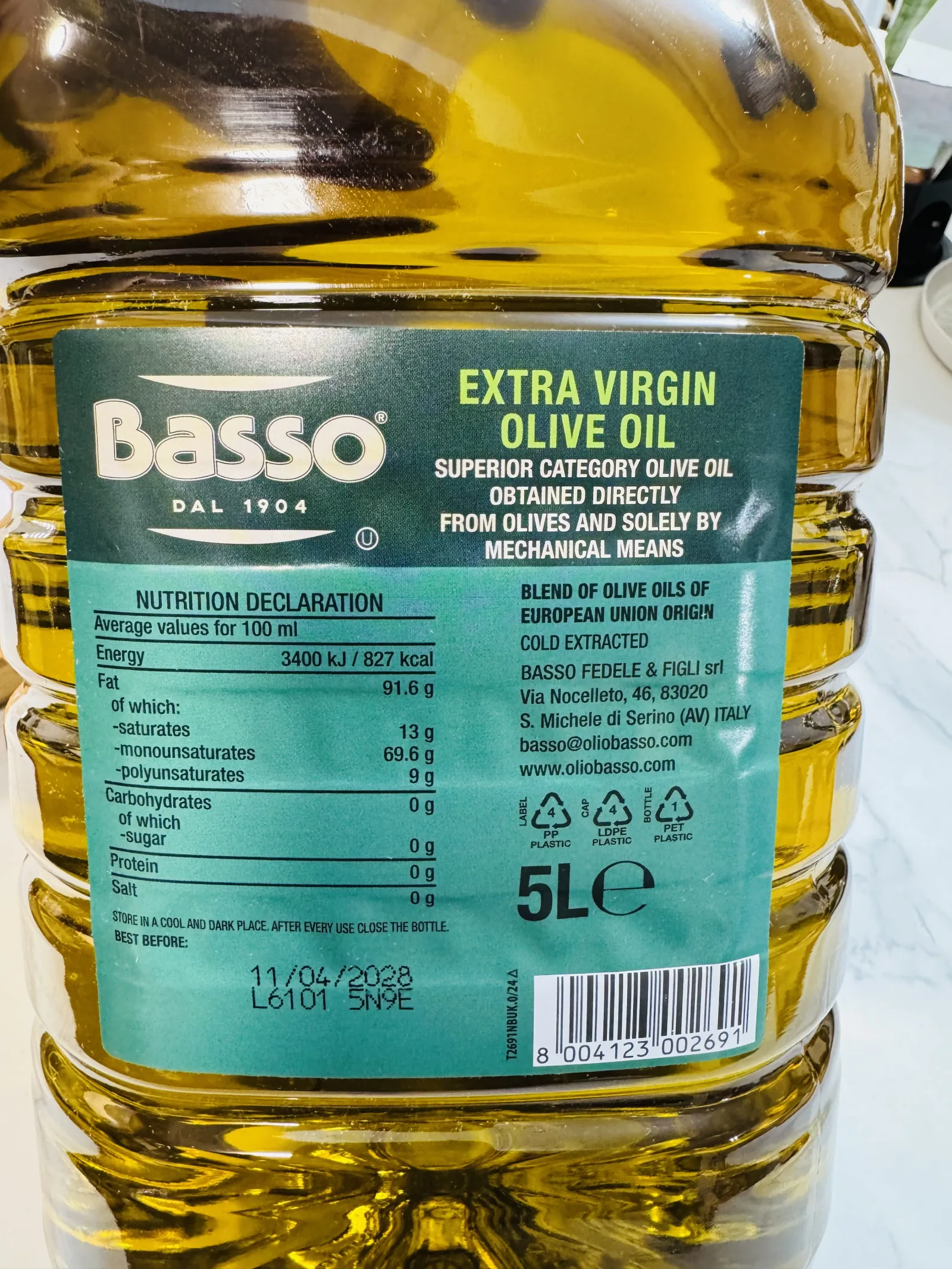 Eticheta ulei de măsline Basso 5L
