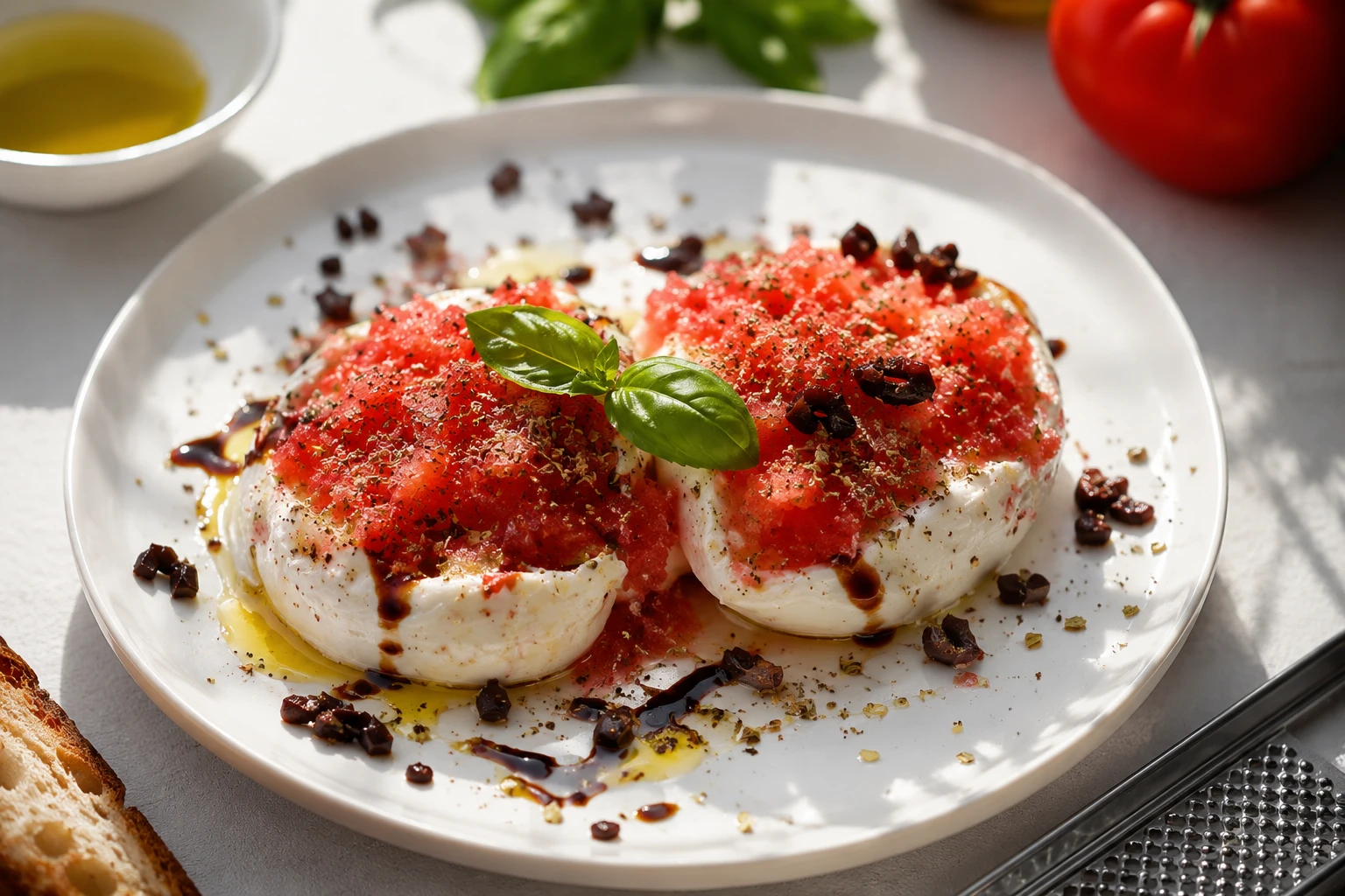 Burrata cu rosii congelate