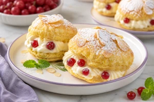 Mini prajituri cu foietaj si crema de vanilie